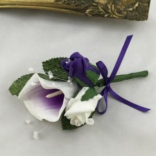 Artificial Silk Juliet Calla Lily Rose Corsage with Crystals