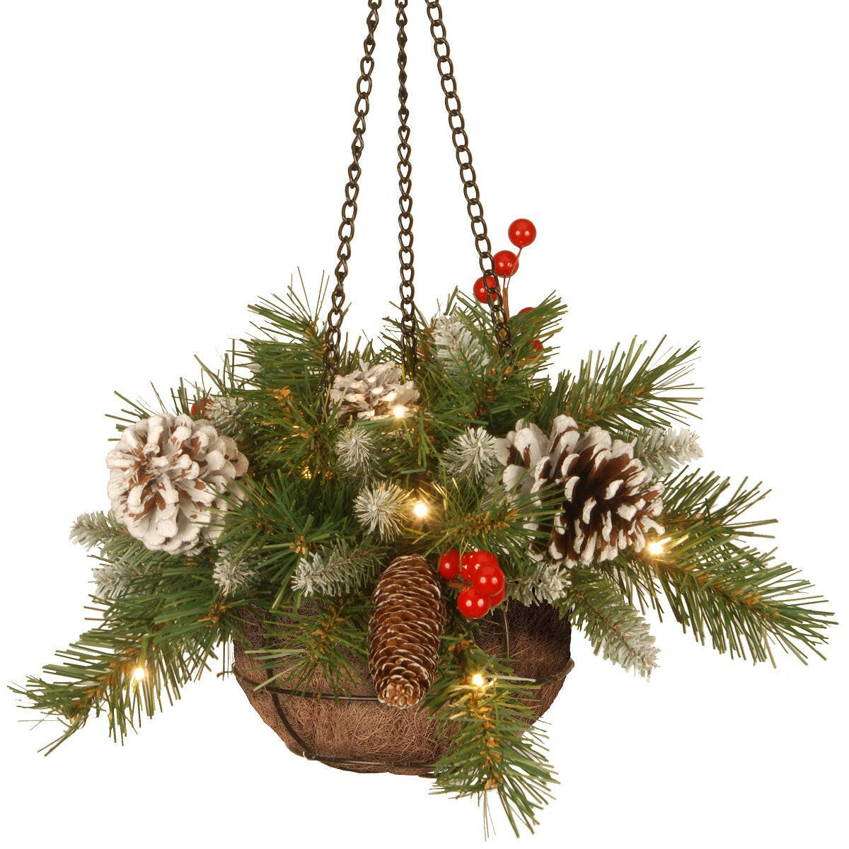 Artificial Frosted Berry Christmas Hanging Basket