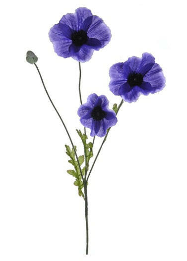 Artificial Silk Poppy Single Stem