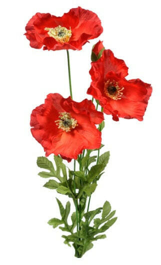 Artificial Silk Poppy Single Stem