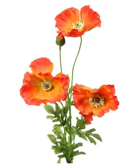 Artificial Silk Poppy Single Stem
