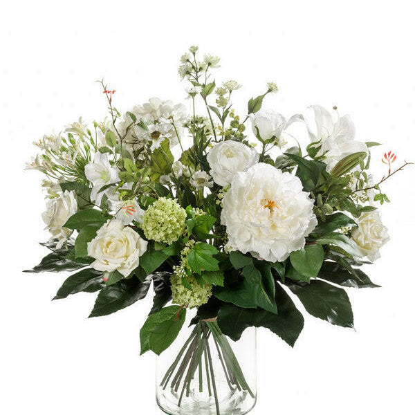 Artificial Silk White Dream Flower Bouquet Arrangement