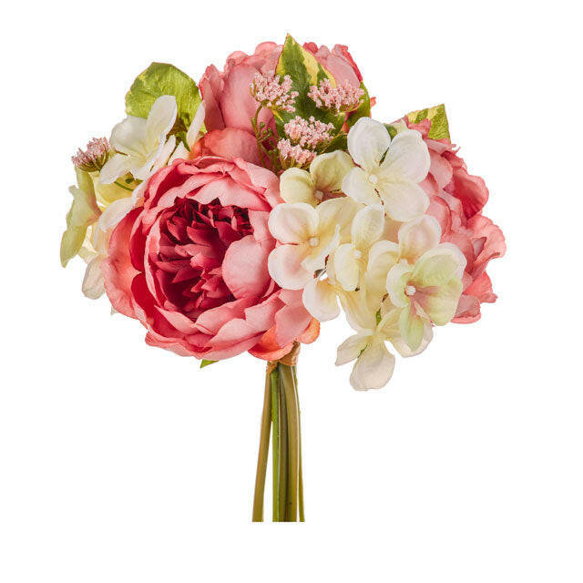 Artificial Silk Peony Bouquet with Hydrangea