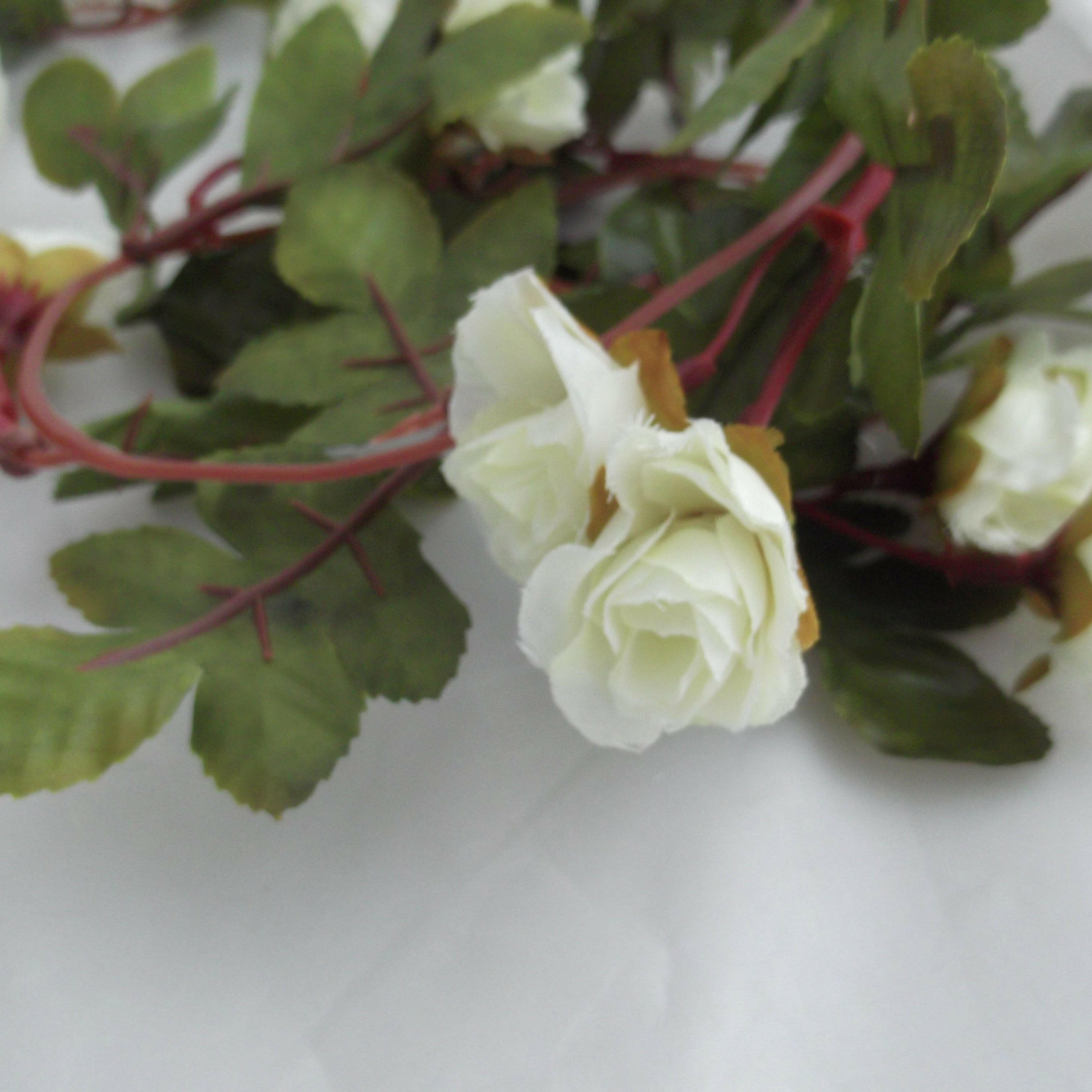 Artificial Silk Rose Bud and Leaf Garland