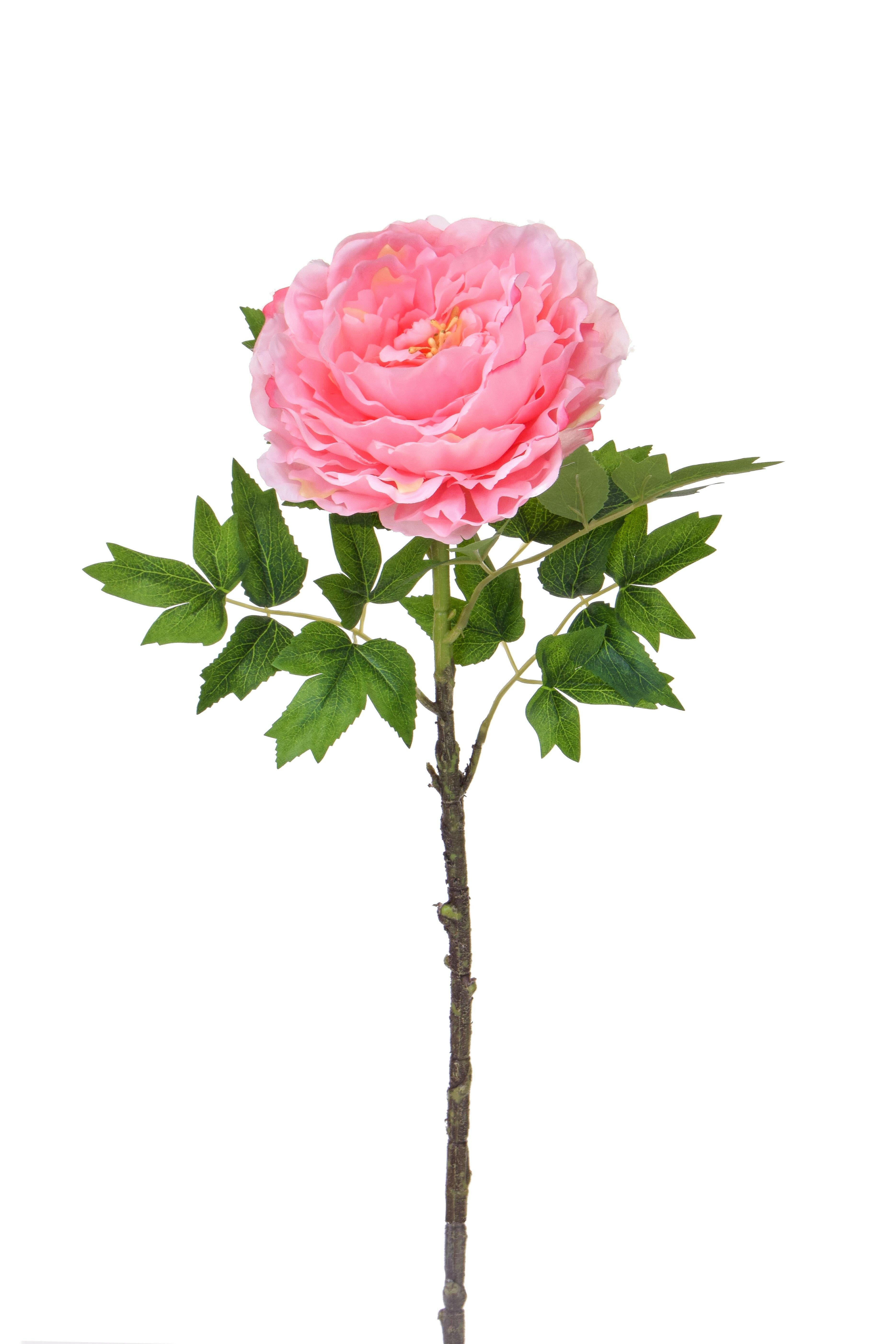 Artificial Silk Peony with Leaves