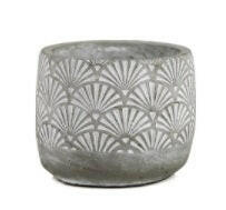 Fan Pattern Glazed Cement Cylinder Vase
