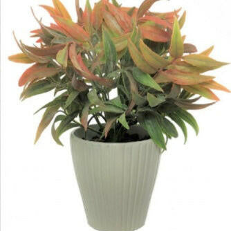 Artificial Autumn Leaf In Ribbed Pot
