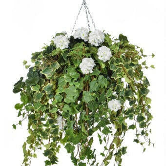 Artificial Silk Geranium Hanging Basket FR