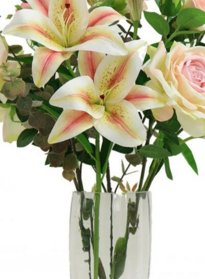 Artificial Silk Asiatic Rose and Lily Arrangement