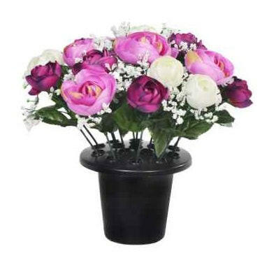 Artificial Silk Rannuculus Arrangement Cemetery Pot