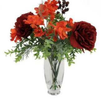 Artificial Silk Poppy Rose in Hurricane Vase Arrangement
