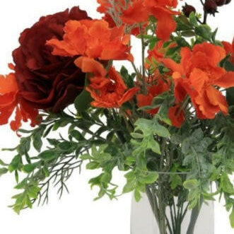 Artificial Silk Poppy Rose in Hurricane Vase Arrangement