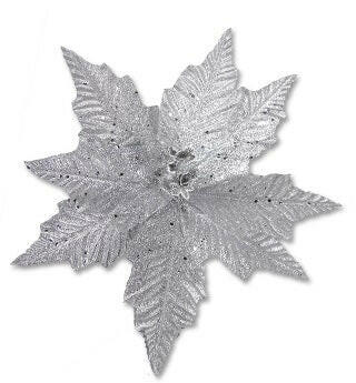 Artificial Silk Glitter Poinsettia Head
