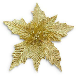 Artificial Silk Glitter Poinsettia Head