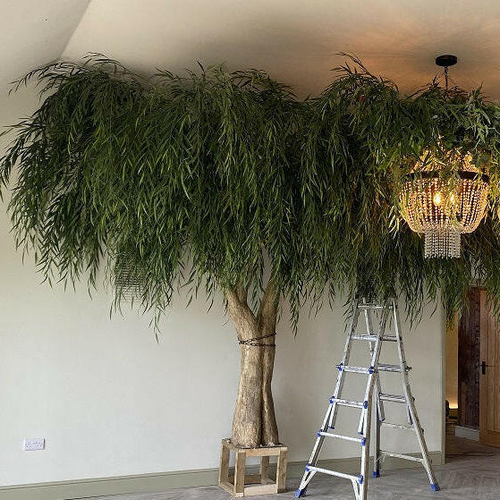 Luxury Artificial Silk Fabricated Hand Built Bespoke Trunk Willow Tree