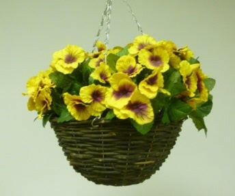 Artificial Silk Pansy Hanging Basket