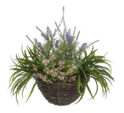 Artificial Starflower Hanging Basket