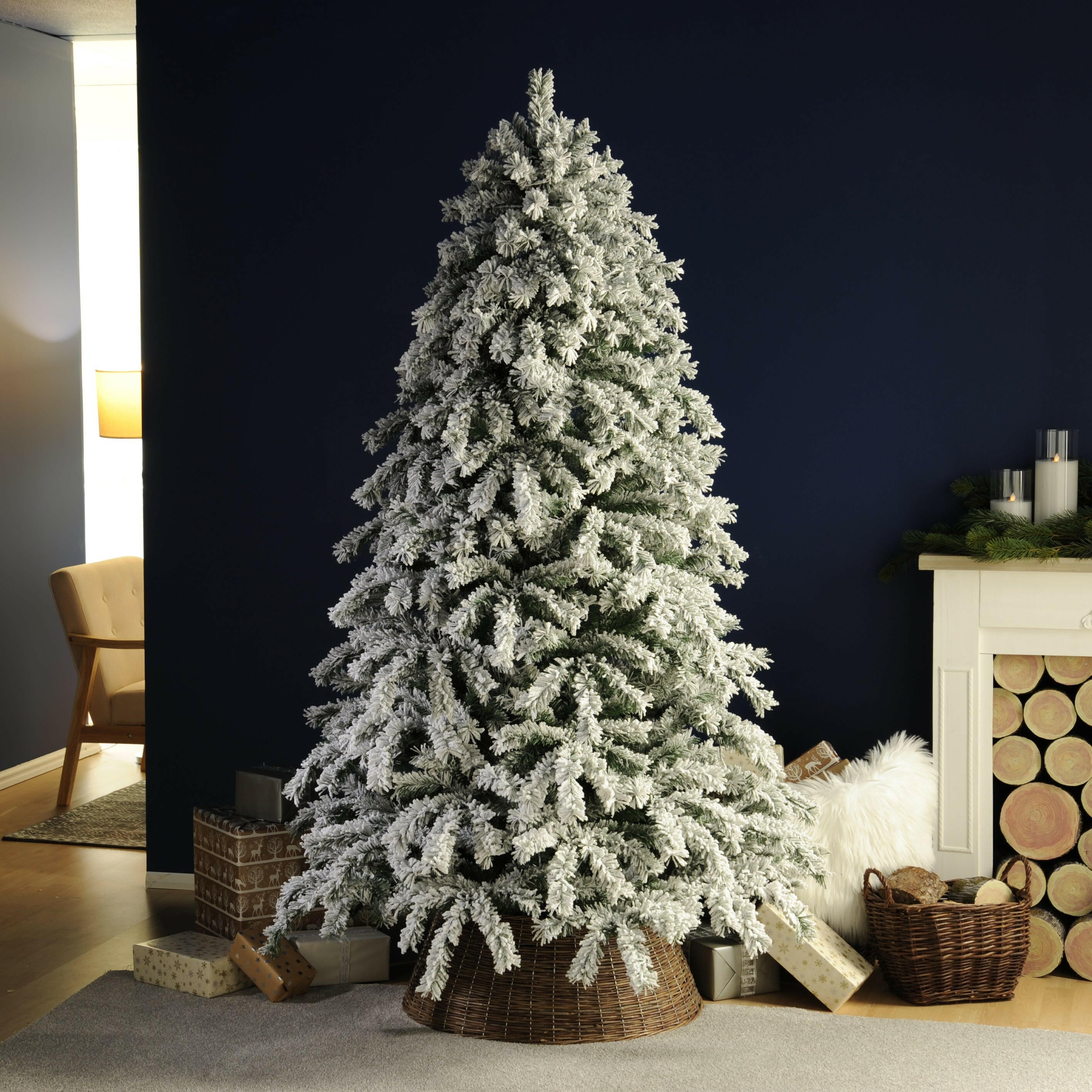 Justartificial.co.uk White Snowy Ridge Christmas Tree 150cm instu