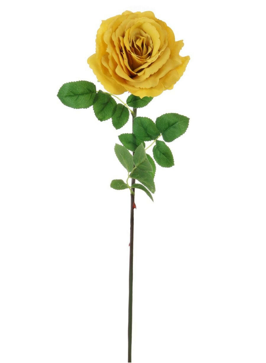 Justartificial.co.uk Tudor Open Rose Mustard 74cm