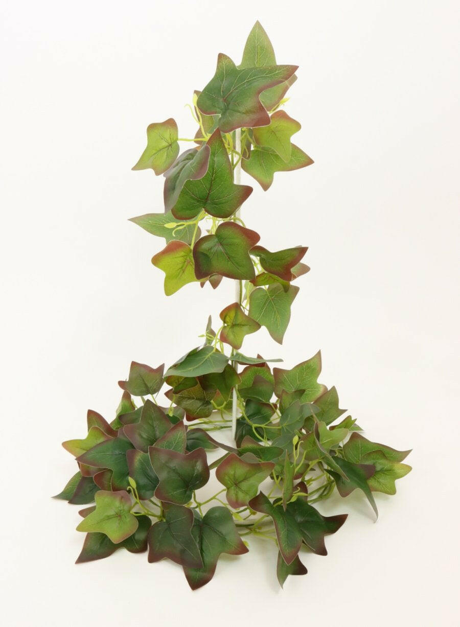 Justartificial.co.uk Large Printed Ivy Leaf Garland Green Burgundy