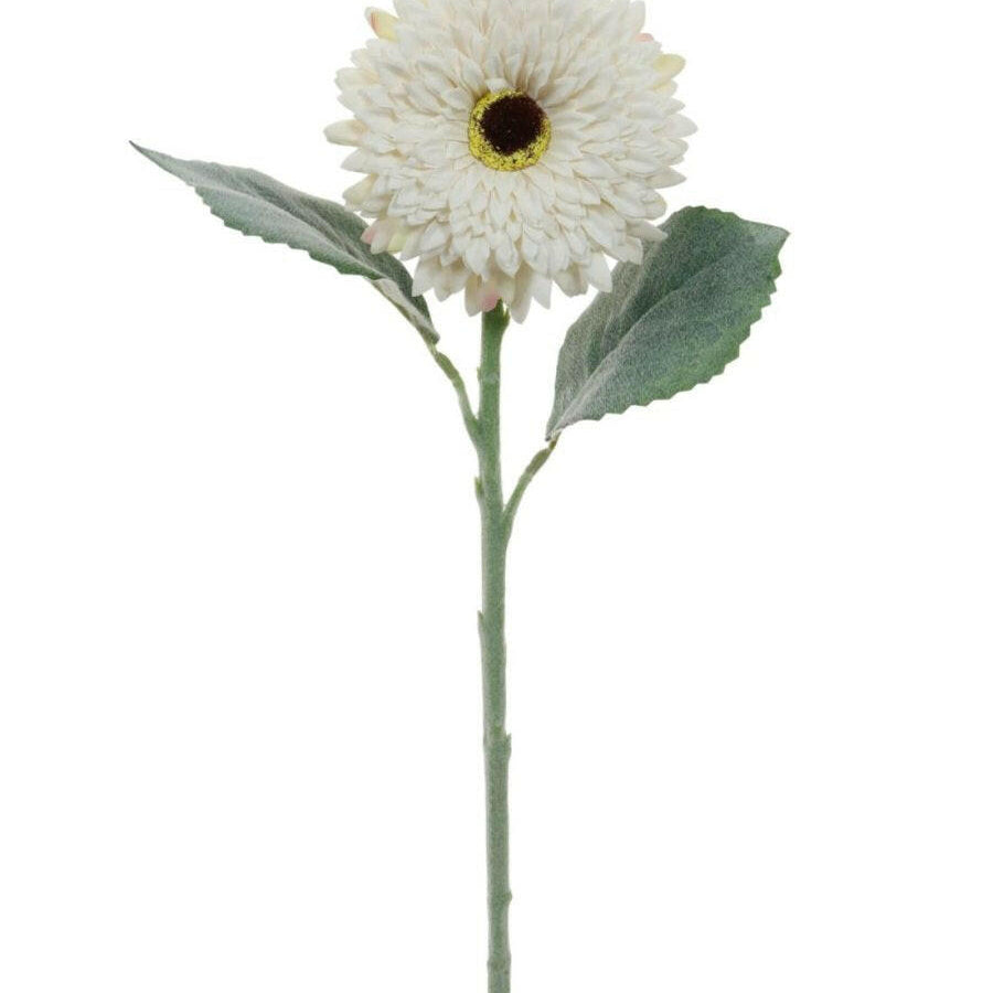 Justartificial.co.uk Flocked Dried Touch Gerbera White