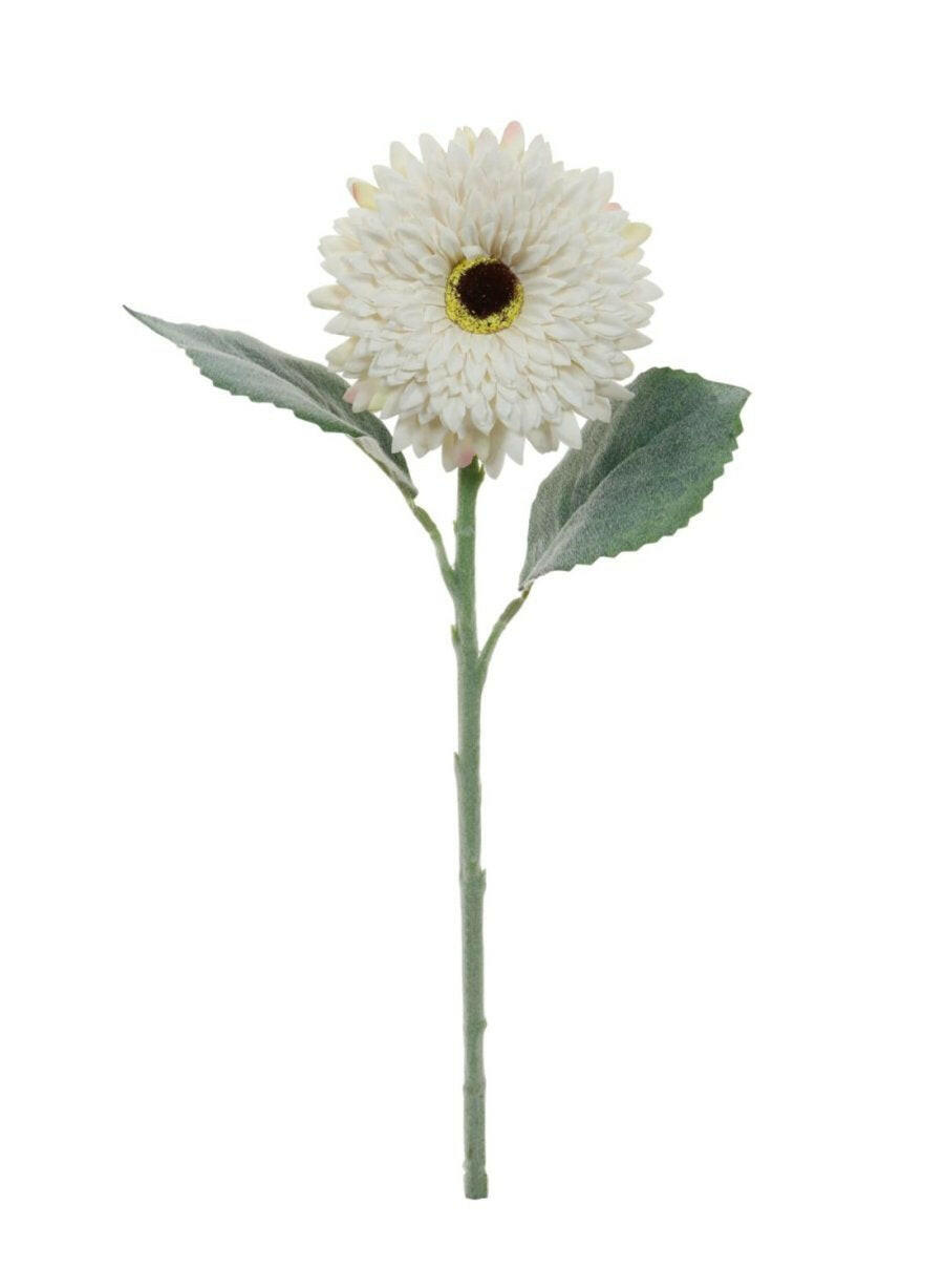 Justartificial.co.uk Flocked Dried Touch Gerbera White