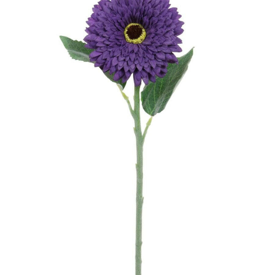 Justartificial.co.uk Flocked Dried Touch Gerbera Purple
