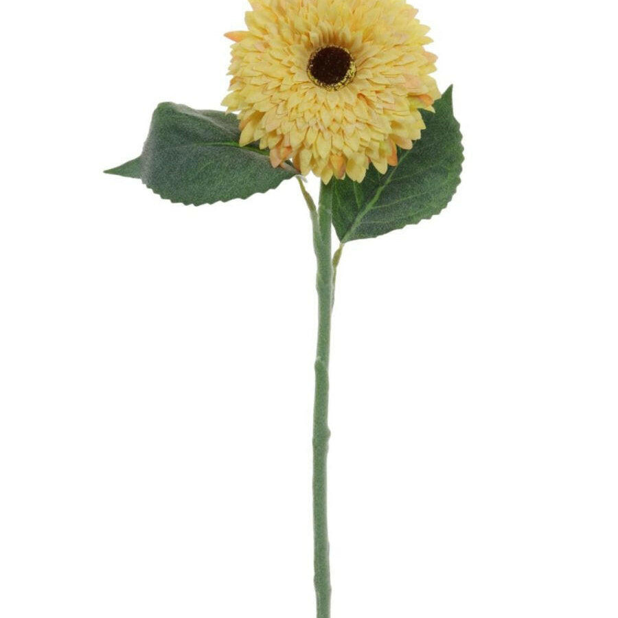Justartificial.co.uk Flocked Dried Touch Gerbera Yellow