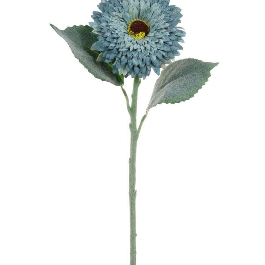 Justartificial.co.uk Flocked Dried Touch Gerbera Blue