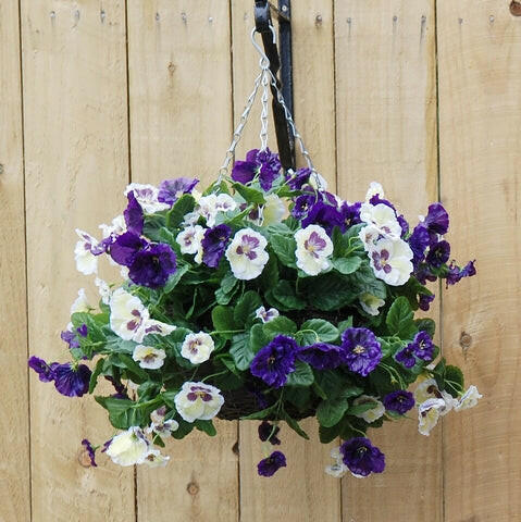 Artificial Silk Pansy Ball Hanging Basket