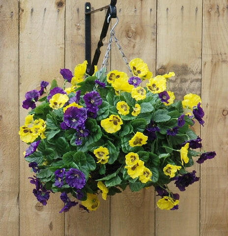 Artificial Silk Pansy Ball Hanging Basket