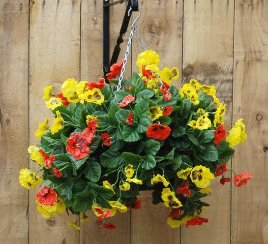 Artificial Silk Pansy Ball Hanging Basket
