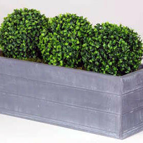 Artificial Triple Topiary Boxwood Ball Plants in Lead Look Troughs