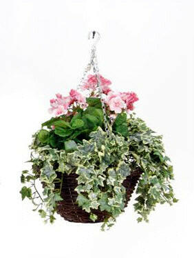 Artificial Silk Geranium Hanging Basket