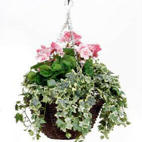 Artificial Silk Geranium Hanging Basket
