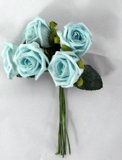 Artificial Rose Bud Bouquet 6 Flowers