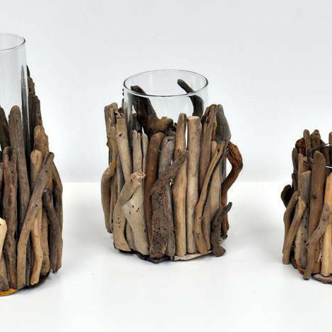 Decorative Wood Vase Glass Holder