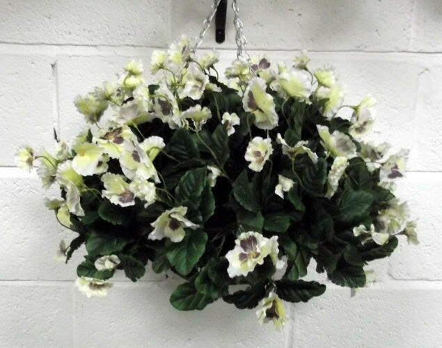 Artificial Silk Pansy Ball Hanging Basket