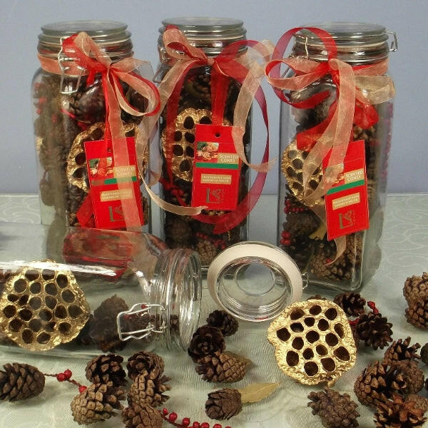 Scented Festive Cones in a Vintage Jar