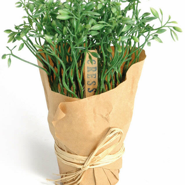 Artificial Cress Pot wrapped in paper