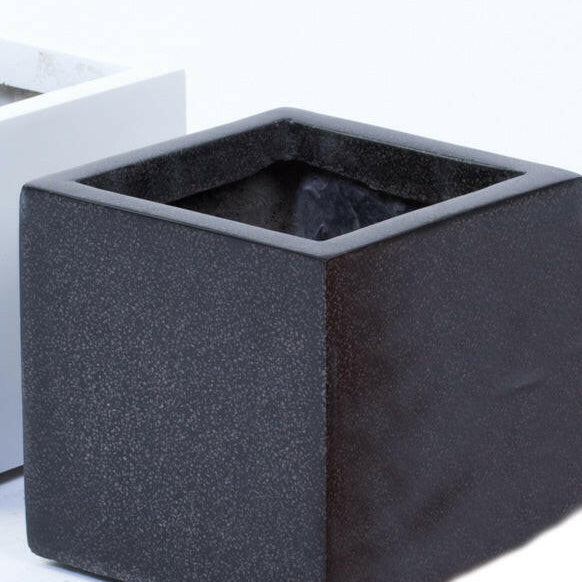 Fibreglass Black Granite Cube Planter