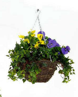 Artificial Silk Pansy Hanging Basket