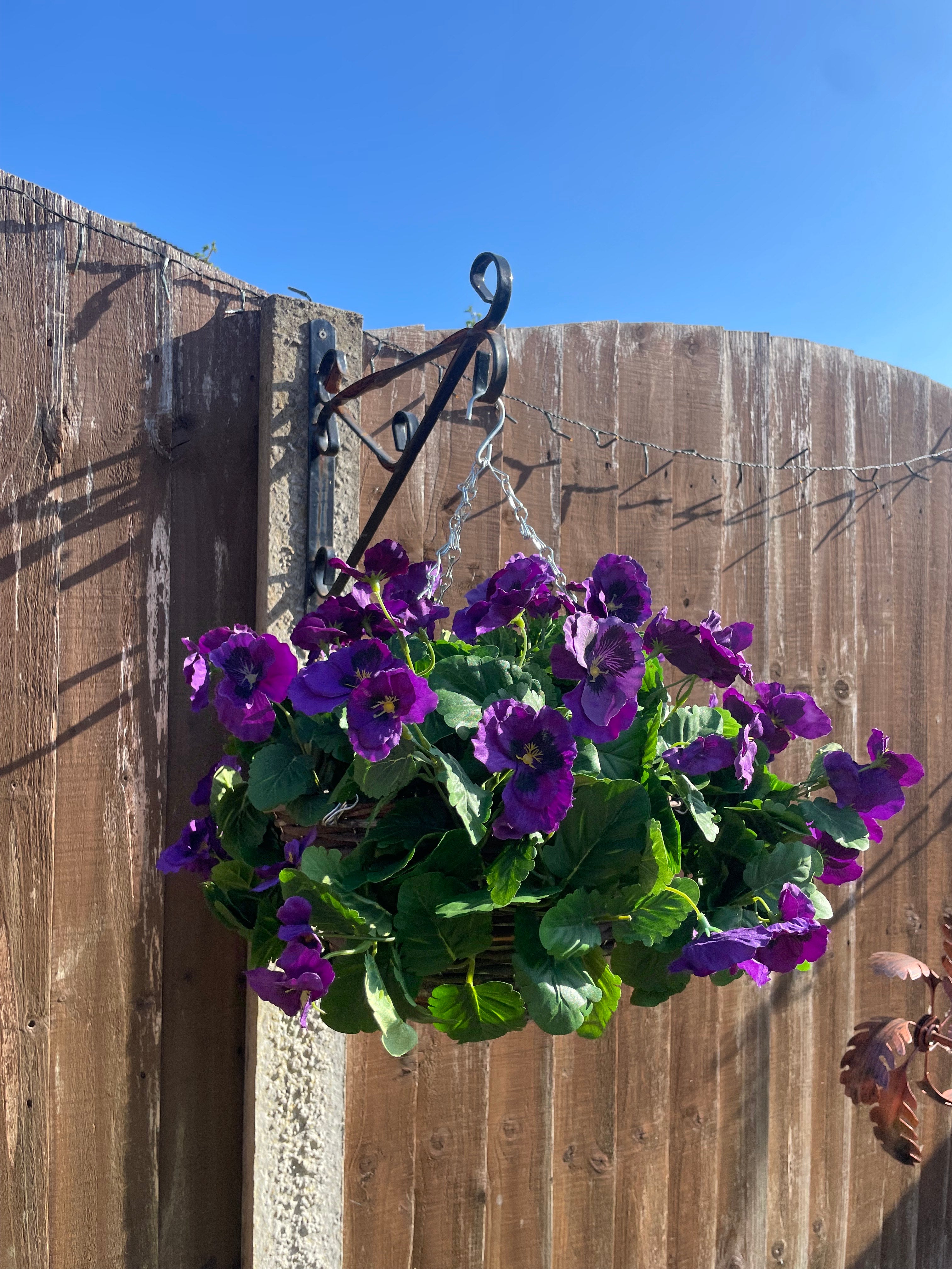 Artificial Silk Pansy Ball Hanging Basket
