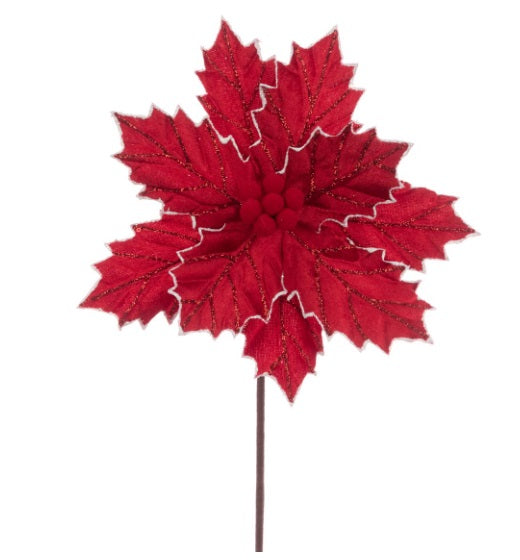 Artificial Holly Poinsettia Stem