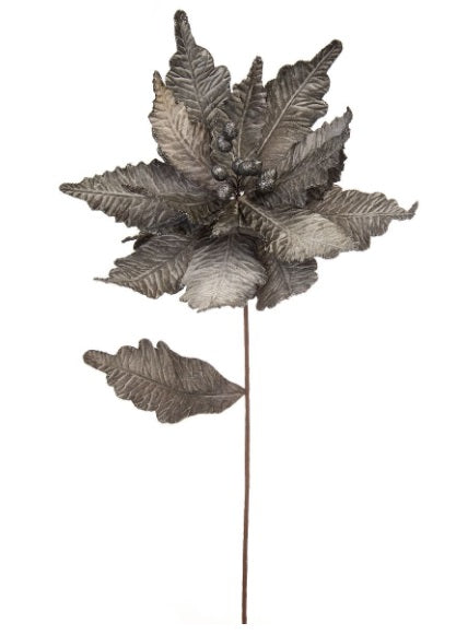 Artificial Velvet Poinsettia Stem