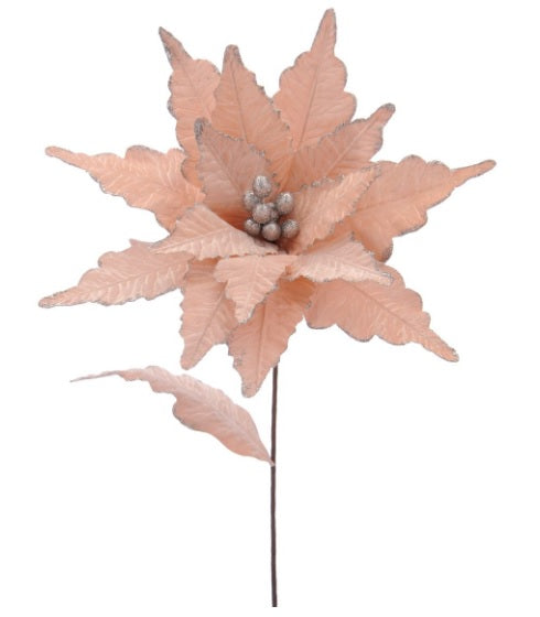 Artificial Poinsettia Glitter Stem