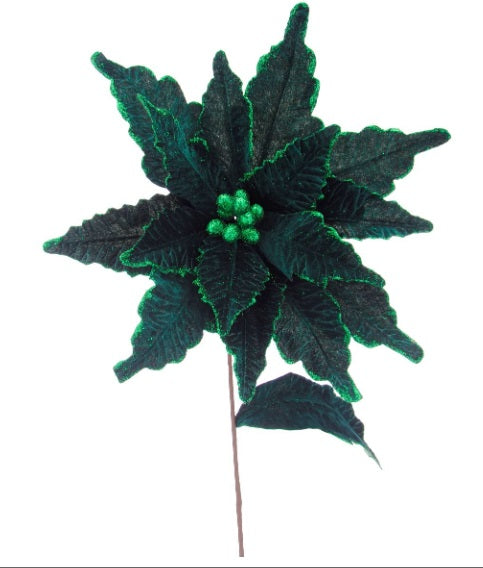 Artificial Poinsettia Glitter Stem