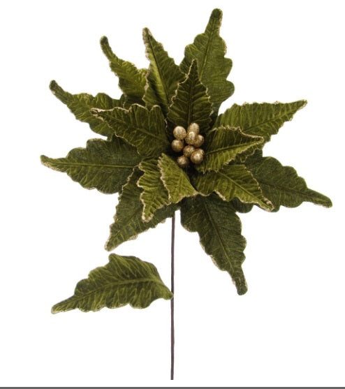 Artificial Poinsettia Glitter Stem