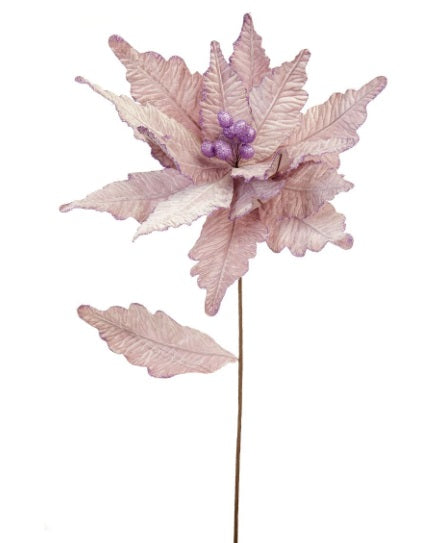 Artificial Velvet Poinsettia Stem