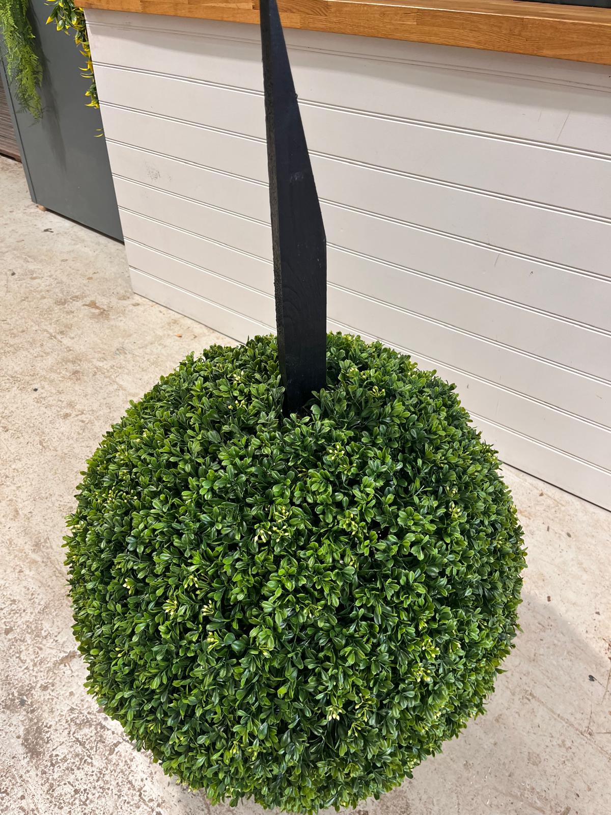 Artificial Boxwood Ball with stake attached.